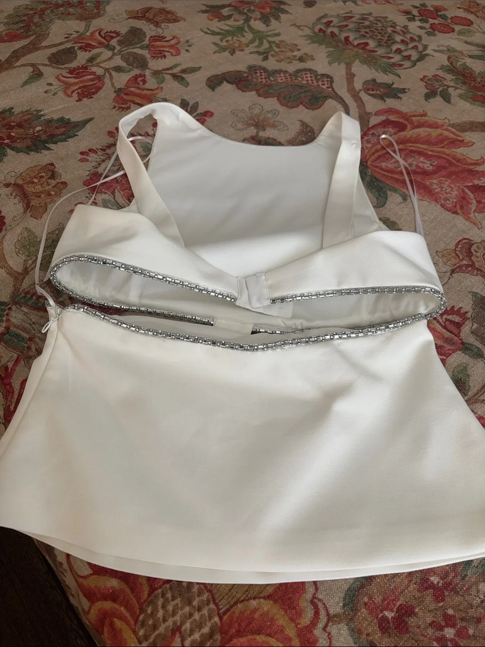 Zara White Beaded-Trim Sleeveless Top - Picture 3 of 5